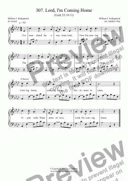page one of Lord, I'm Coming Home - Easy Piano 307