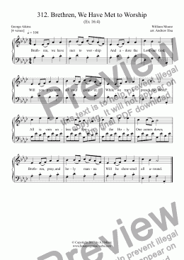 page one of Brethren, We Have Met to Worship - Easy Piano 312