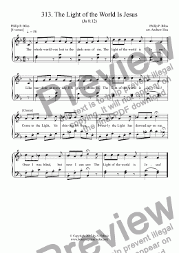 page one of The Light of the World Is Jesus - Easy Piano 313
