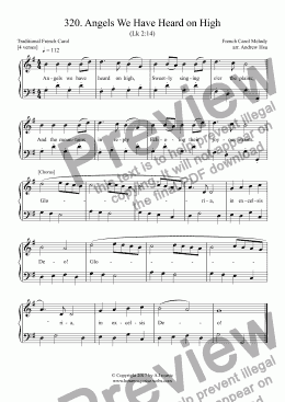 page one of Angels We Have Heard on High - Easy Piano 320
