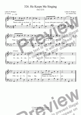 page one of He Keeps Me Singing - Easy Piano 326