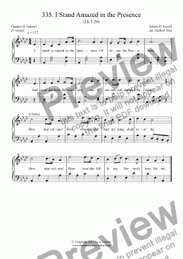 page one of I Stand Amazed in the Presence - Easy Piano 335