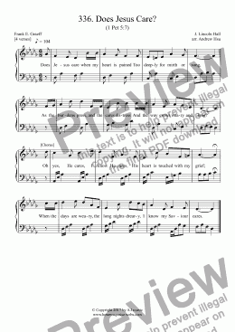 page one of Does Jesus Care? - Easy Piano 336. 