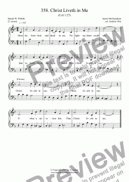 page one of Christ Liveth in Me - Easy Piano 358