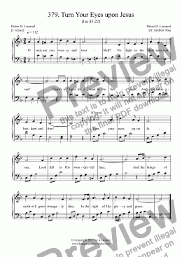 page one of Turn Your Eyes upon Jesus - Easy Piano 379