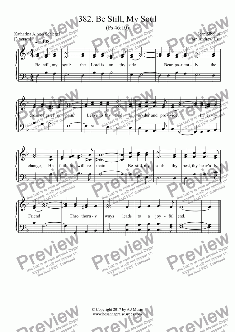 Be Still My Soul Easy Piano 3 Download Sheet Music Pdf File