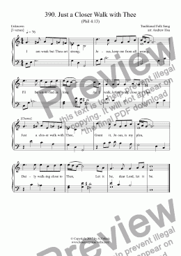 page one of Just a Closer Walk with Thee - Easy Piano 390