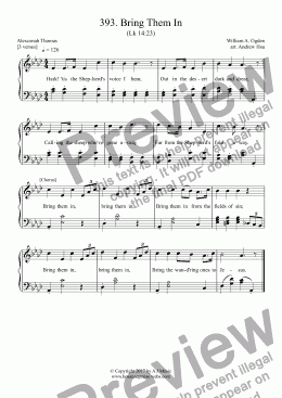 page one of Bring Them In - Easy Piano 393