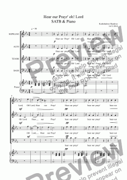 page one of Hear our Prayr' oh! Lord SATB & Piano