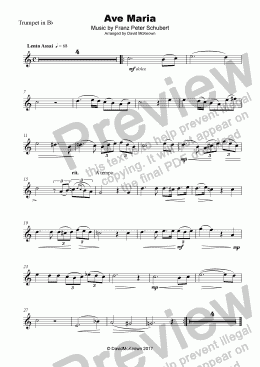 page one of Ave Maria by Franz Schubert, for Trumpet and Piano