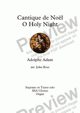 page one of Cantique de Noël - O Holy Night (Soprano or Tenor solo, SSA, Organ)