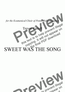 page one of SWEET WAS THE SONG.