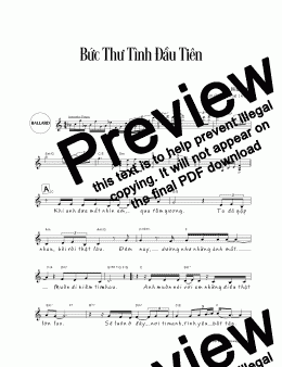 page one of Bức Thư Tình Đầu Tiên (piano reduction, vocal & chords)
