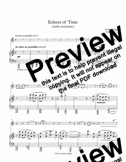 page one of Echoes of Time (violin and piano) - Score and parts