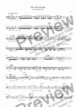 page one of Go j'en ai une pour trombone solo