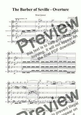 page one of The Barber of Seville - Overture - Wind Quintet