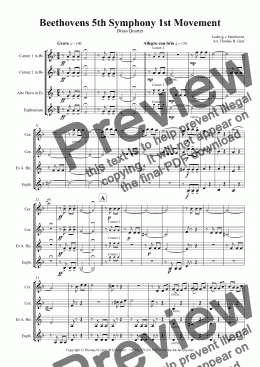 page one of Beethovens 5th Symphony - 1st Movement - Brass Quintet 