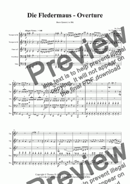 page one of Die Fledermaus - J. Strauss - Overture - Brass Quintet 