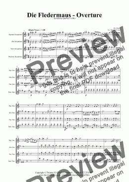page one of Die Fledermaus (Bb) - J. Strauss - Overture - Saxophone Quartet 