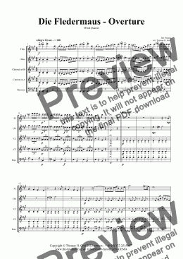 page one of Die Fledermaus - J. Strauss - Overture - Wind Quartet 