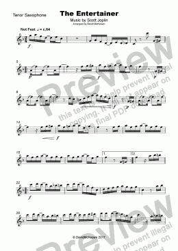 page one of The Entertainer by Scott Joplin, for Tenor Saxophone and Piano