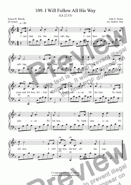 page one of I Will Follow All His Way - Easy Piano 109