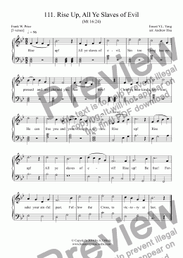 page one of Rise Up, All Ye Slaves of Evil - Easy Piano 111