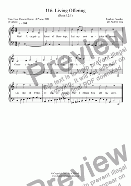 page one of Living Offering - Easy Piano 116