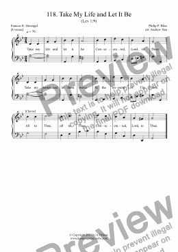page one of Take My Life and Let It Be - Easy Piano 118