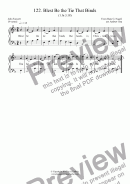 page one of Blest Be the Tie That Binds - Easy Piano 122