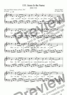 page one of Jesus Is the Same - Easy Piano 133
