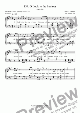 page one of O Look to the Saviour - Easy Piano 134