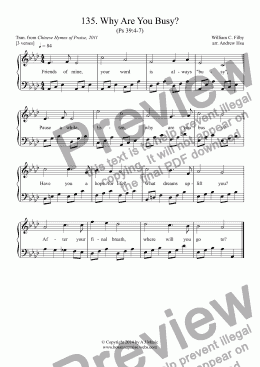 page one of Why Are You Busy? - Easy Piano 135