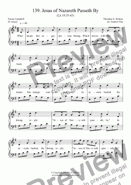 page one of Jesus of Nazareth Passeth By - Easy Piano 139