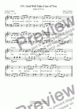 page one of God Will Take Care of You - Easy Piano 151