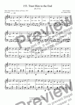 page one of Trust Him to the End - Easy Piano 153