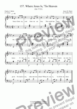 page one of Where Jesus Is, 'Tis Heaven - Easy Piano 157