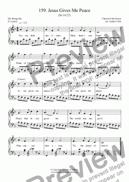 page one of Jesus Gives Me Peace - Easy Piano 159