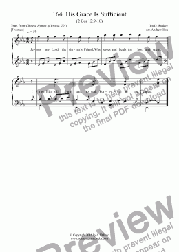 page one of His Grace Is Sufficient - Easy Piano 164