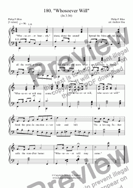 page one of Whosoever Will - Easy Piano 180