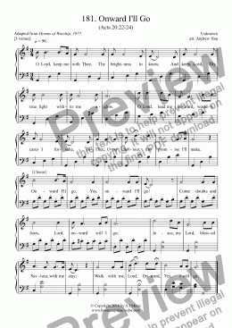 page one of Onward I'll Go - Easy Piano 181