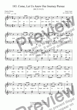 page one of Come, Let Us Anew Our Journey Pursue - Easy Piano 183