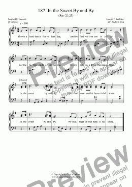 page one of In the Sweet By and By - Easy Piano 187