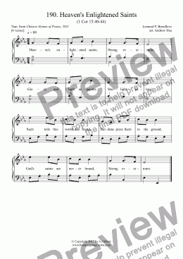 page one of Heaven's Enlightened Saints - Easy Piano 190