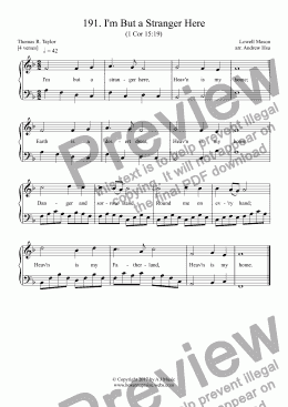 page one of I'm But a Stranger Here - Easy Piano 191