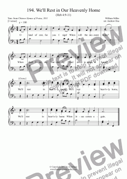 page one of We'll Rest in Our Heavenly Home - Easy Piano 194
