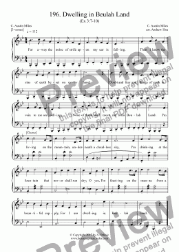 page one of Dwelling in Beulah Land - Easy Piano 196