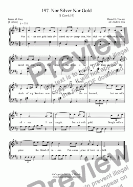 page one of Nor Silver Nor Gold - Easy Piano 197