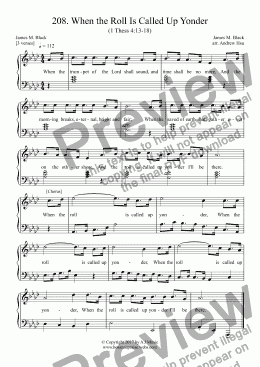 page one of When the Roll Is Called Up Yonder - Easy Piano 208