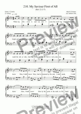 page one of My Saviour First of All - Easy Piano 210